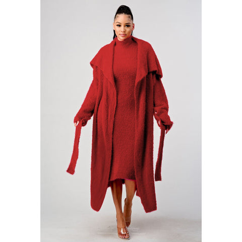 Julia Faux Fur Coat - Rust