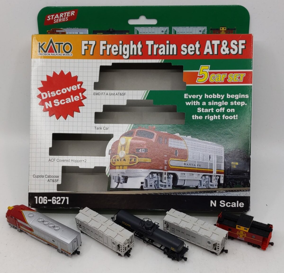 Kato 106-6271 N Scale Atchison, Topeka & Santa Fe F7A Diesel Freight Train  Set LN/Box