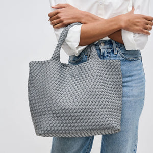 WOVEN MEDIUM TOTE, GREY - CHAKARR