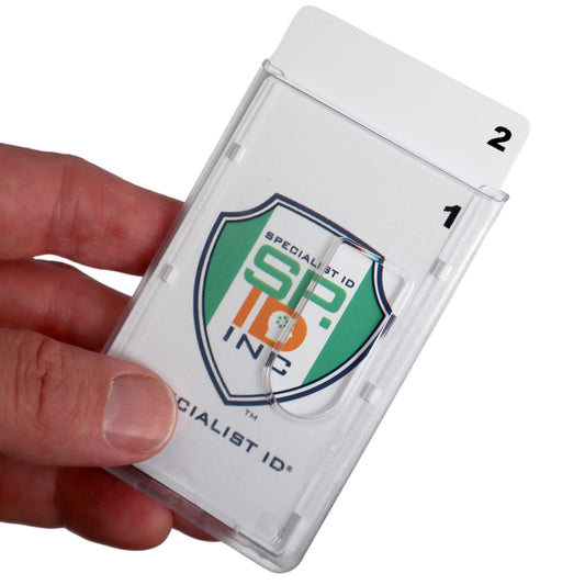 2 Sided Rigid Vertical Multicard Badge Holder - Hard Plastic Multiple ID Card Holder (1840-308X)