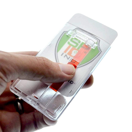 Aptika - Brady - Clear Rigid Poly Vertical Permanent Locking Badge Holder -  100 per pack