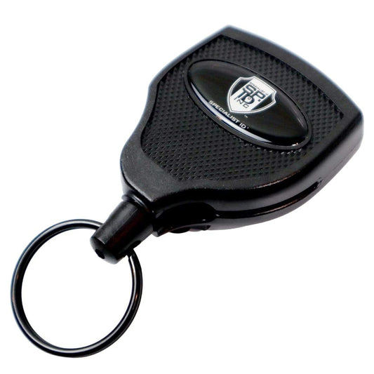 Heavy Duty Badge Reel with Chain & Belt Clip - Strong All Metal Retractable Keychain for Keys and Badges (2120-3325)