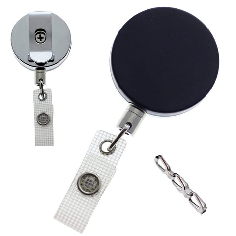 Set of 5 Heavy Duty Blank ID Badge Reels With Retractable Cord