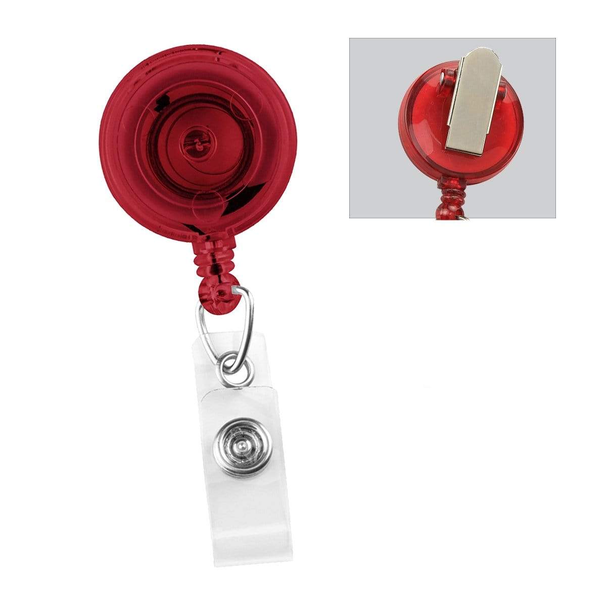 Translucent Red Translucent Retractable Badge Reel with Non-Swivel Spring Clip (P/N 2120-473X) 2120-4736