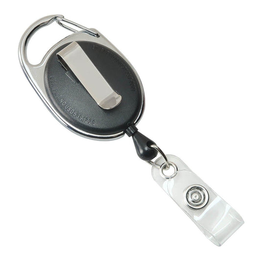 Retractable Badge Reel with Belt Clip - Shiny Metallic Bling Card Extender  for Access Card or Key by Specialist ID (Silver) 