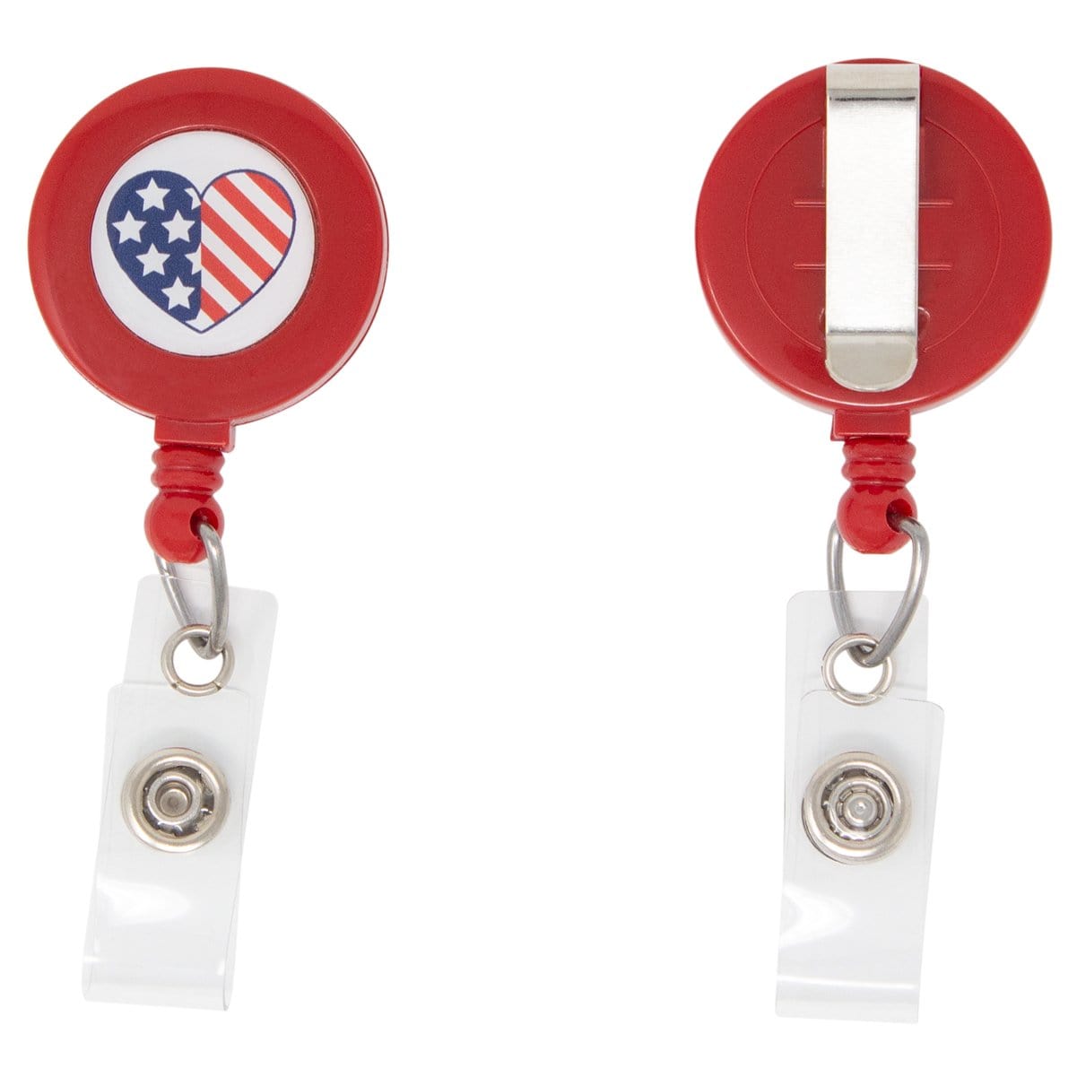 Patriotic Heart Flag Badge Reel with Belt Clip (P/N 2120-7652) 2120-7652