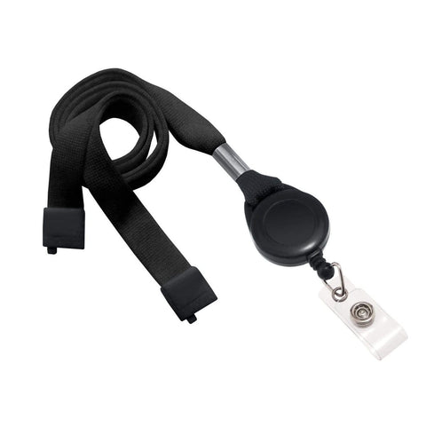 Black Open Ended Event Lanyard with 2 Bulldog Clips 2140-6001