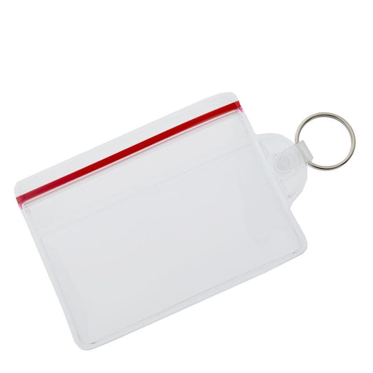 Two Card Vertical Clear Rigid Plastic Fuel Card and Badge Holder with Keychain (SPID-1220)