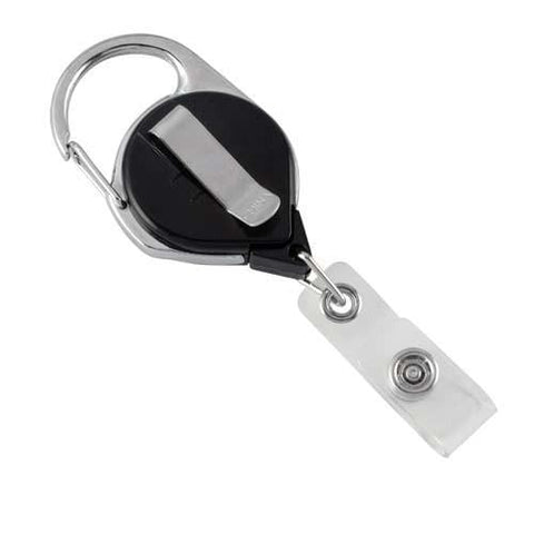 Hard Plastic 3 Card Badge Holder with Retractable Reel - Retracting ID  Lanyard Features Belt Clip & Carabiner - Rigid Vertical CAC Holder - Top  Load