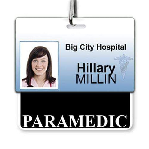 Clear Badge Buddy Vertical - Hospital & Nurse ID Backer Cards - Transparent Title/Role Identifier - Wear Behind Medical Name Badge on ID Reel or