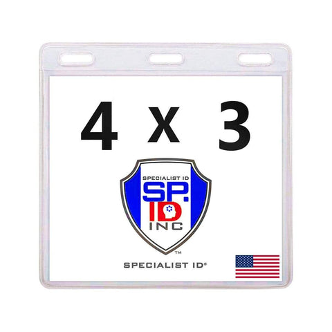 4 x 3 Horizontal Event Badge Holder with Clothing Friendly Bulldog Clip - Clear Vinyl, Horizontal & Durable (SPID-1440)