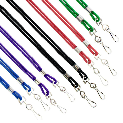 24 Pack Bulk Colored Lanyards for ID Badges, Kids, Classroom, Hall