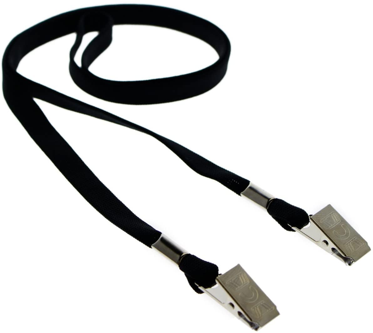 Premium Double Ended Lanyard with 2 Bulldog Clips - 3/8 Inch Micro-weave for Comfort and Durability - Great for Events & Conventions (NBAL38-2BC)