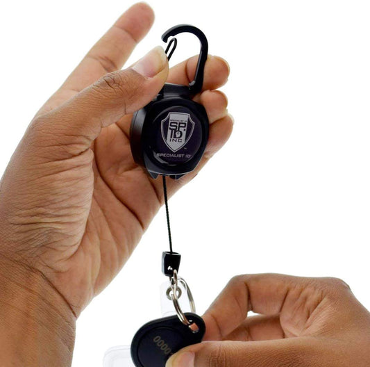 Specialist ID Super Heavy Duty Retractable Keychain - 8oz or 10 Keys - Durable 48” (4 ft) Kevlar Lanyard - Rugged Polycarbonate Key Chain Ring Reel