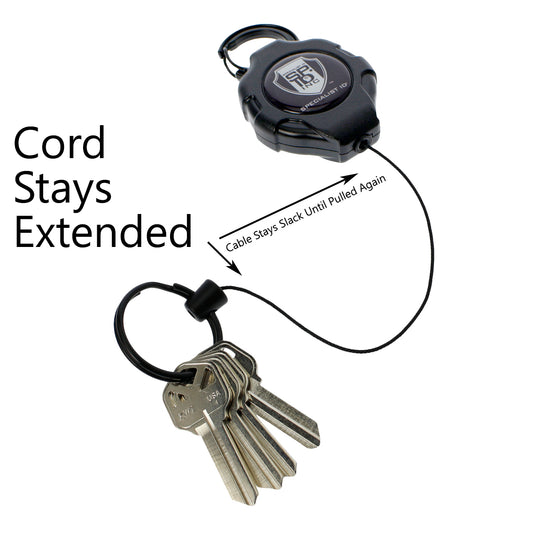 Specialist ID Super Heavy Duty Retractable Keychain - 8oz or 10 Keys - Durable 48” (4 ft) Kevlar Lanyard - Rugged Polycarbonate Key Chain Ring Reel
