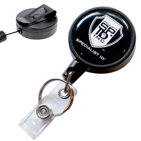 Retractable Key Reel, Heavy Duty Keychain with Carabiner, Steel Cable, Work  Keychain,Black 