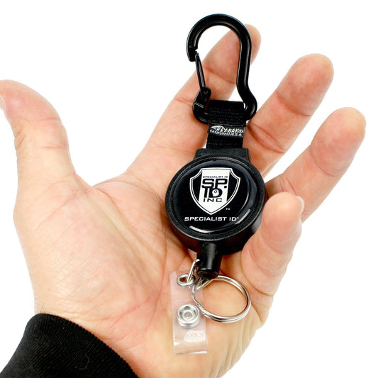 Specialist ID Heavy Duty Retractable Ratchit Keychain Tether Reel for Multiple Keys with Clip and Locking Feature