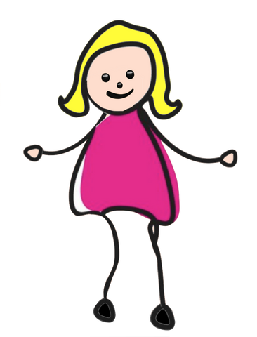 Stick Figure Girl blonde hair pink dress | Moms Craft Club