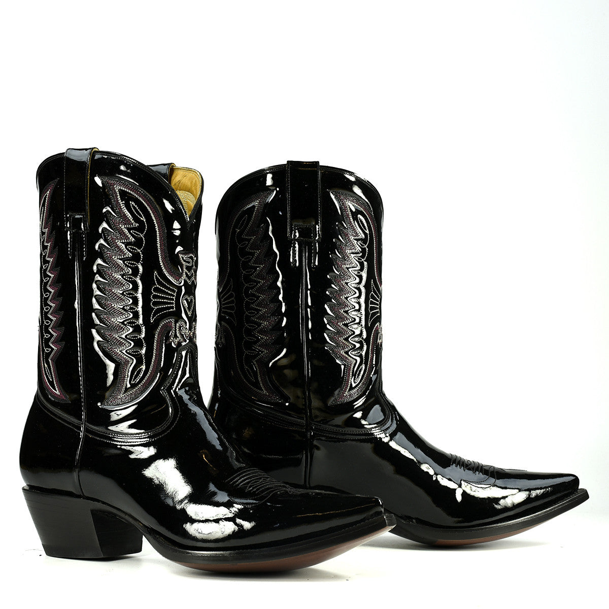 black patent cowboy boots