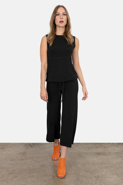 3.5 Yoke Straight Cropped High Elastic Waist Lined Pants – EvaVarro