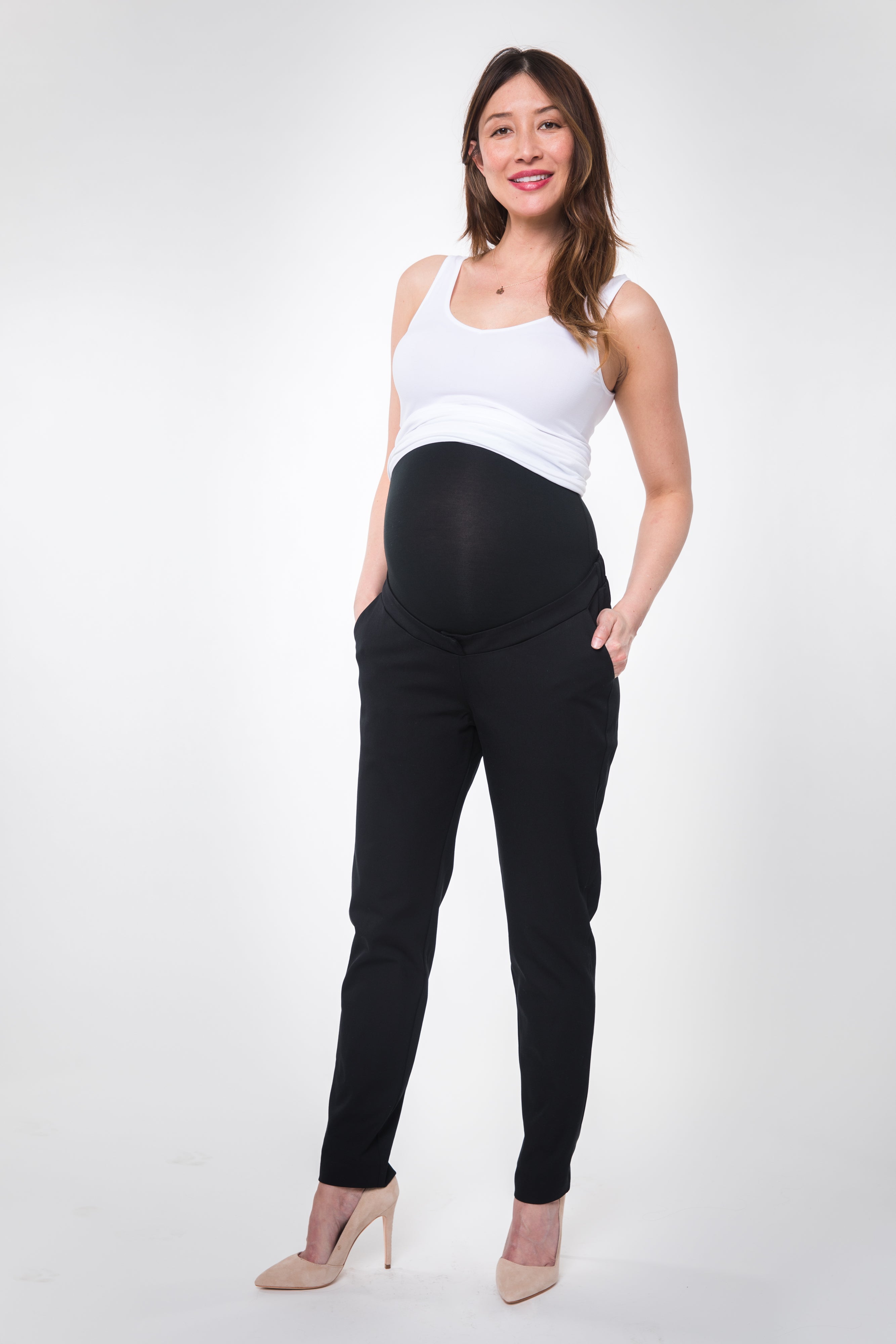 Buy Maternity Pants Comfortable Stretch OverBump Women Pregnancy Casual  Capris for Work XS Size 02 Black at Amazonin