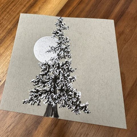 tree with silver moon drawing
