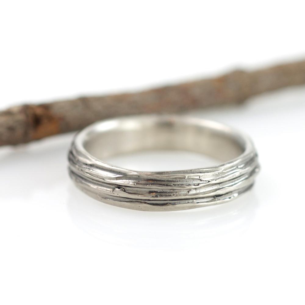 Tree Bark Wedding Rings in Palladium/Silver - Made to Order – BethCyr