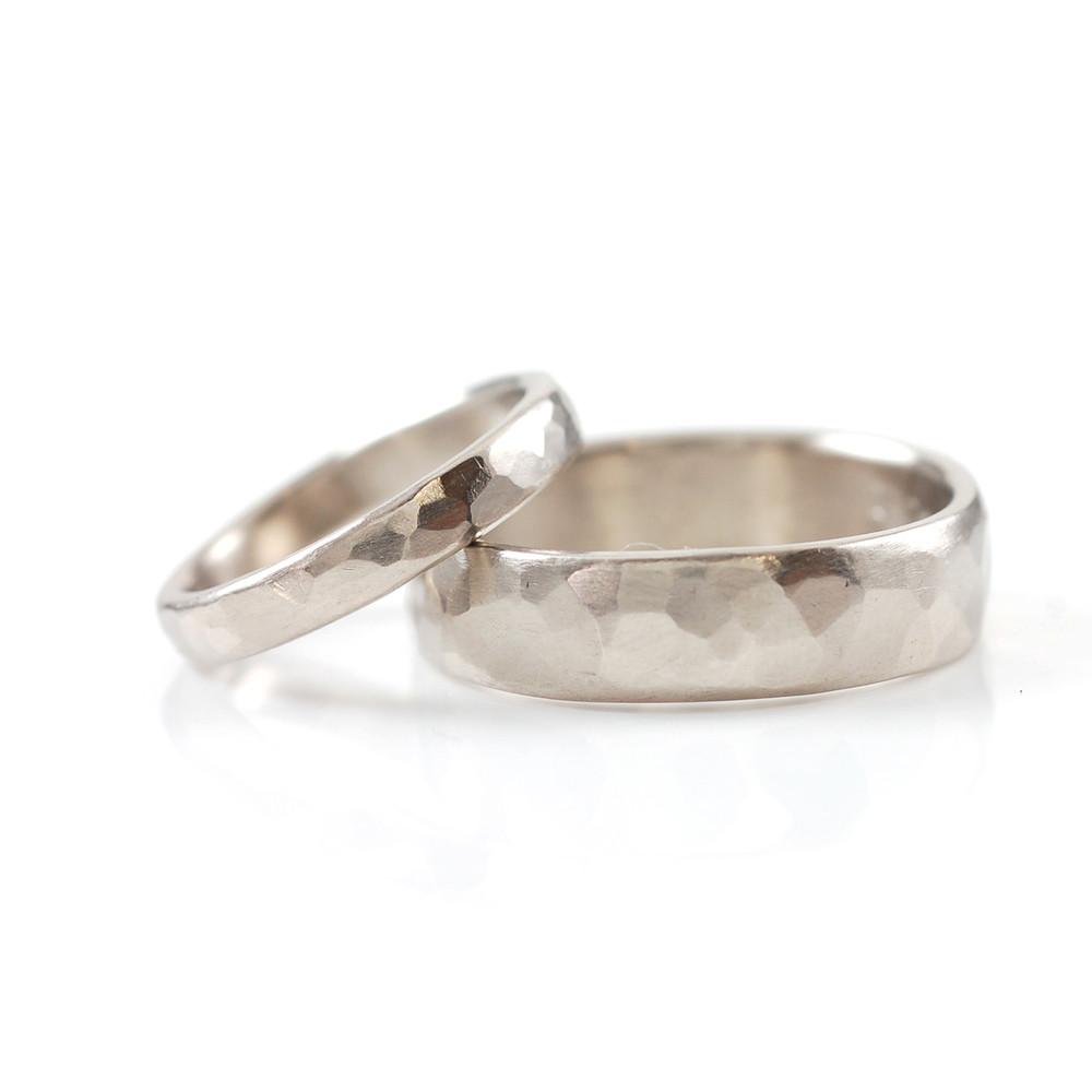 Simple Hammered Wedding Rings in Palladium/Silver - Made to Order – BethCyr