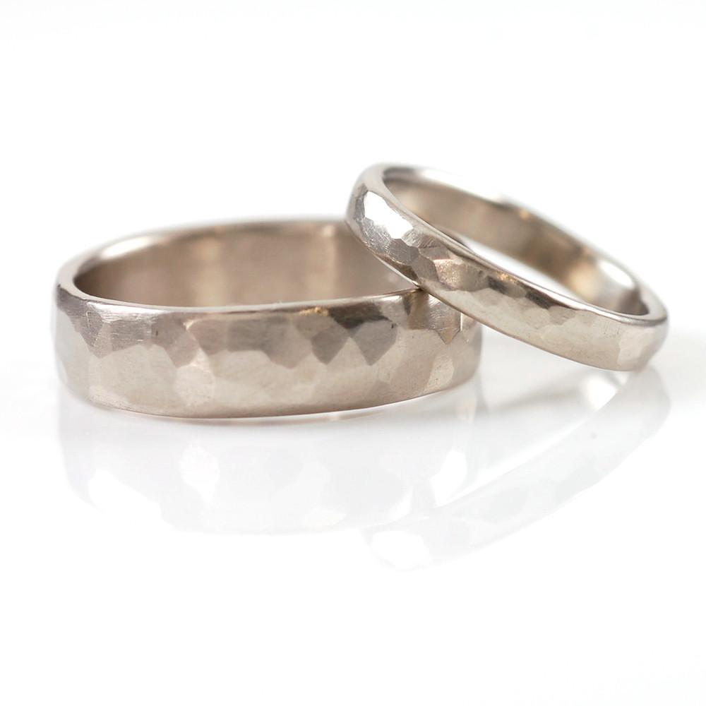 Simple Hammered Wedding Rings in Palladium/Silver - Made to Order – BethCyr