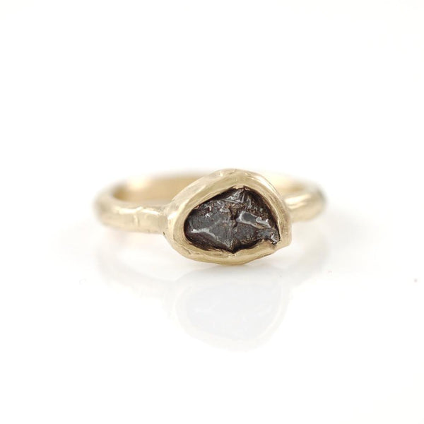 Single Meteorite Ring in 14k Yellow Gold - Made to Order – BethCyr