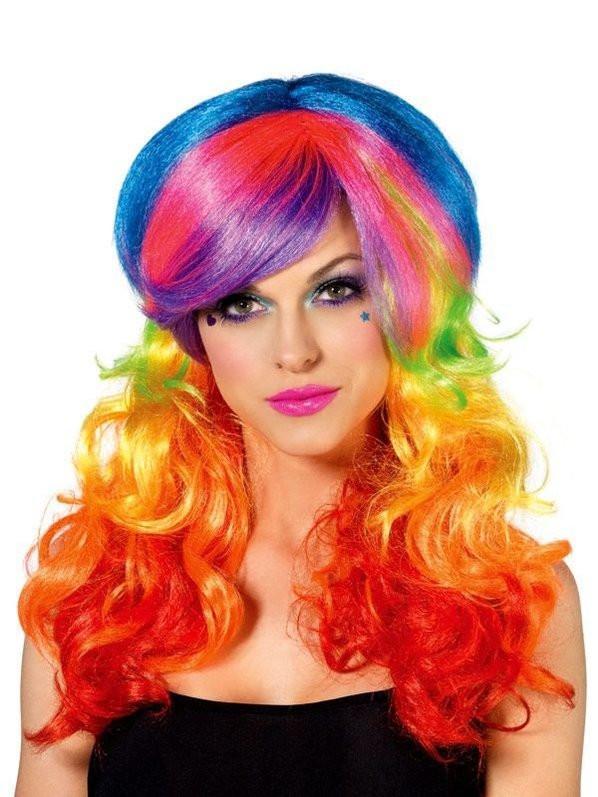 Rainbow Rocker Multicolour Wig for Adults