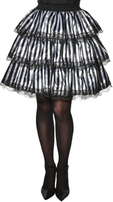 Striped Black White Ruffle Adult Skirt | Costume Super Centre AU