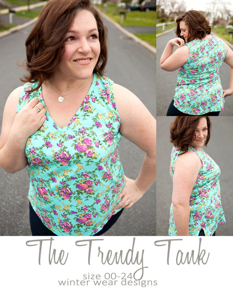 Trendy Tank for women size 00-24 (free w/ code, see inside)