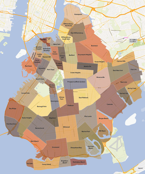 Brooklyn Neighbourhoods Map – Map Illustrators