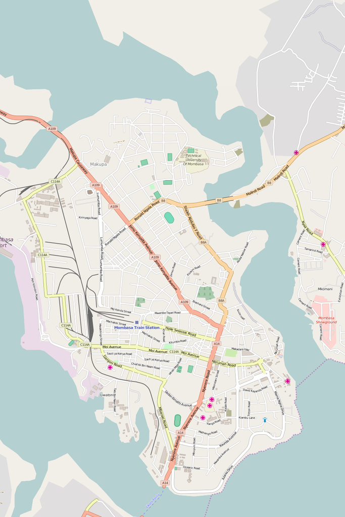 Editable City Map of Mombasa – Map Illustrators