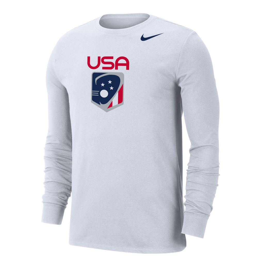 Men S Usa Nike Dri Fit Cotton Long Sleeve Tee Us Lacrosse Member Store