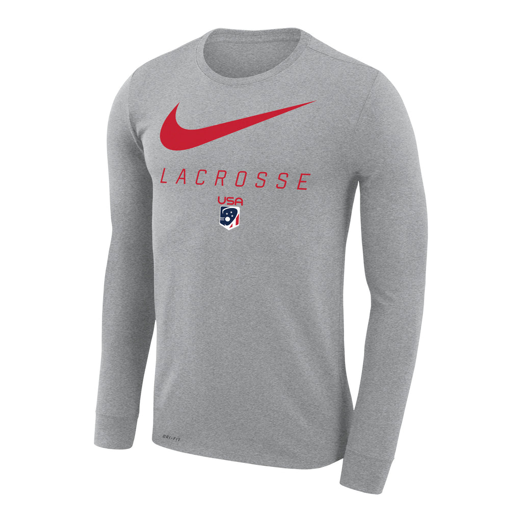 Adult's USA Nike Swoosh Dri-Fit Legend Long Sleeve Tee – USA Lacrosse Shop