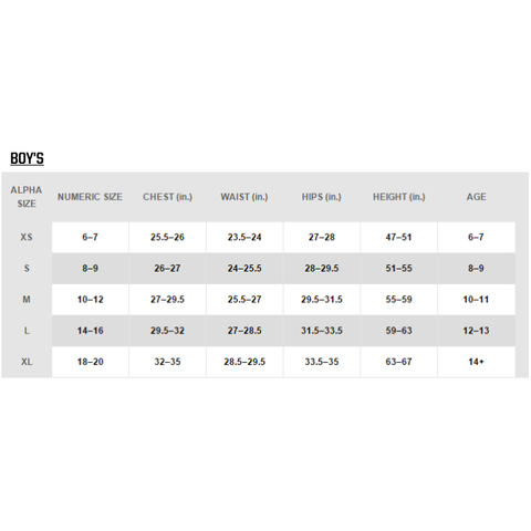 large nike shorts size chart