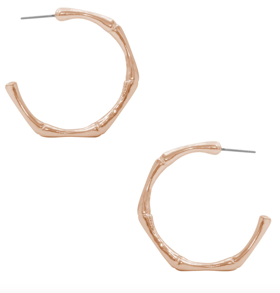 Rose Gold Bamboo Hoop Earrings | Sitara Jewelry