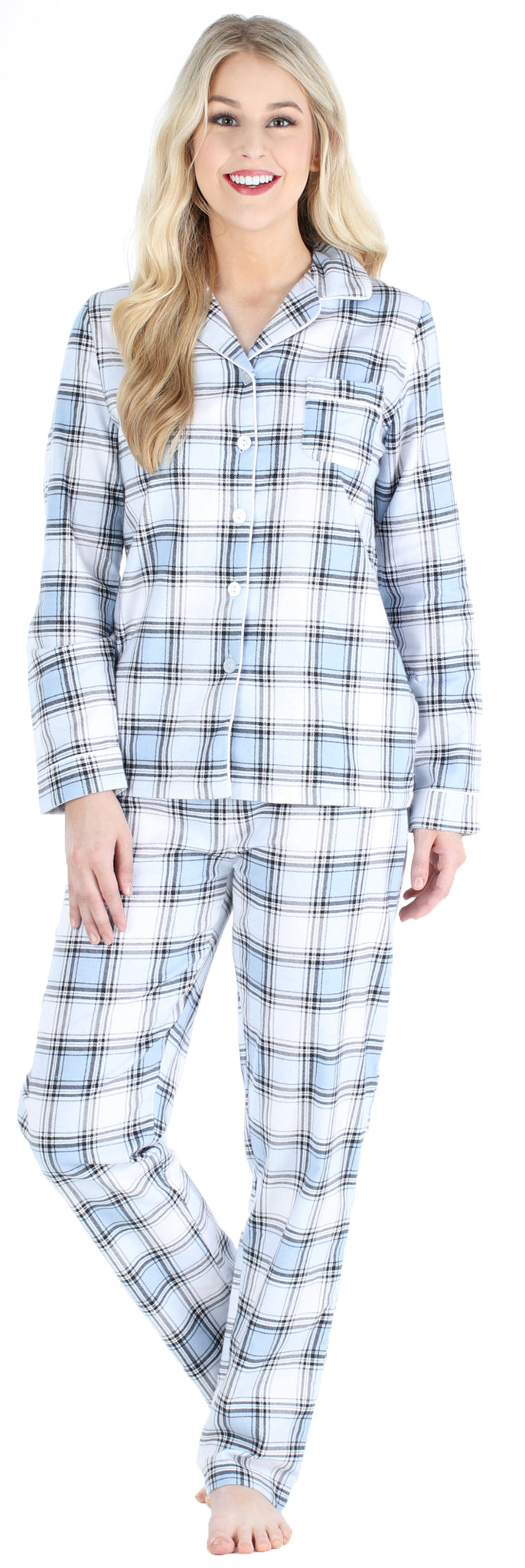 PajamaMania Women's Cotton Flannel Long Sleeve Pajama Set