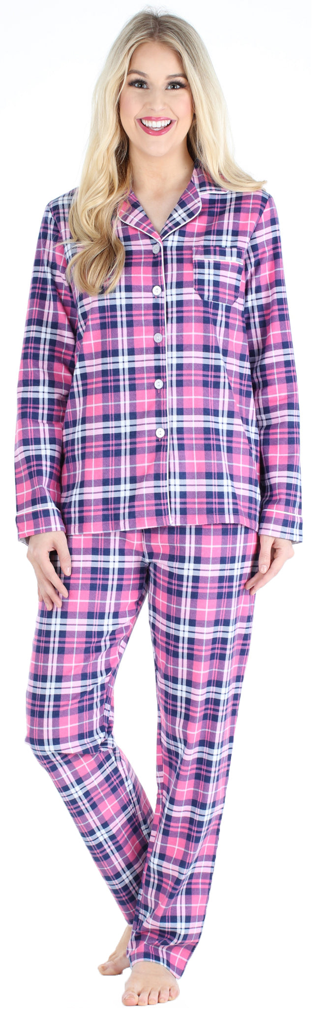 PajamaMania Women's Cotton Flannel Long Sleeve Pajama Set