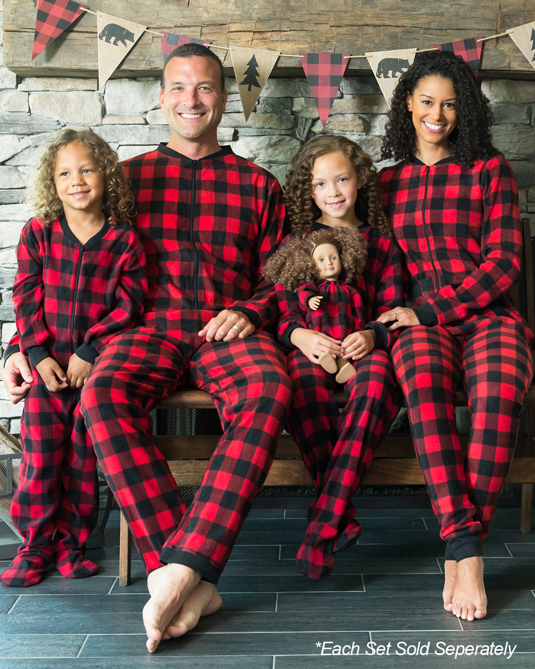 matching plaid pajamas family