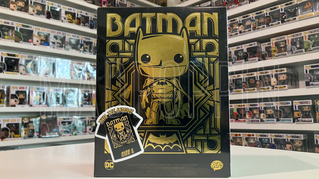 Funko POP! Tees DC Super Heroes Batman Gold Chrome Size Large Tee w/ P –  Madpoppin