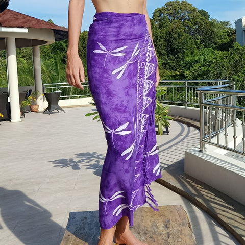 Long purple sarong wrap skirt.