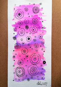 Handpainted Watercolour Greeting Card Abstract Pink Purple Lilac