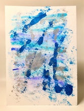 Original Hand Painted Greeting Card - Abstract Turquoise, Celestial Blue and Silver - eDgE dEsiGn London