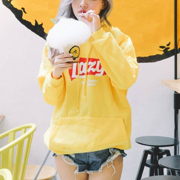 yellow lazy hoodie