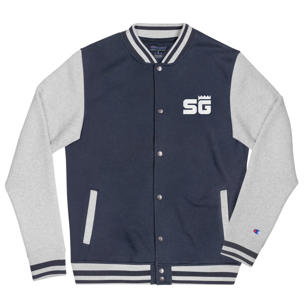 champion contrast sleeve bomber jacket with back logo