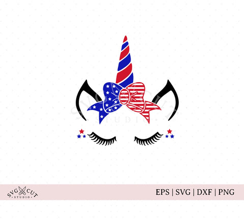 Download 4th Of July Unicorn With Bow Svg Files For Cricut And Silhouette