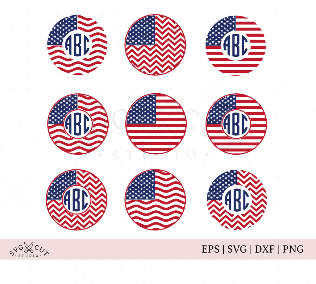 Download 4th Of July American Flag Monogram Svg Files For Cricut And Silhouette
